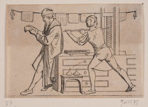 Johannes Gutenberg i sit værksted