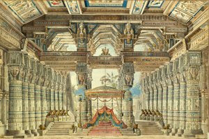 Scenedesign til balletten Cæsar i Egypten af G. Haendel, 1834