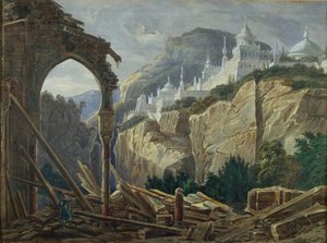 Scenedesign til operaen Ruslan og Lyudmila af M. Glinka, 1842