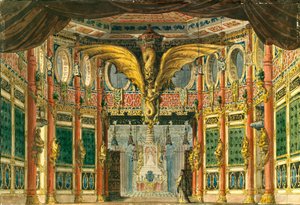 Scenedesign til operaen Bronzehesten af D. Auber, 1837