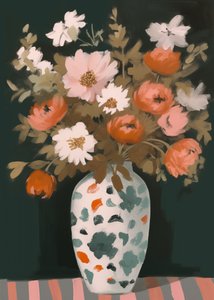 Farvestrålende blomster i en vase