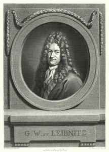 Gottfried Wilhelm Leibniz, tysk filosof, matematiker og polymat (gravering) af Andreas Scheits