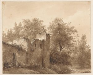 Ruin i et landskab af Andreas Schelfhout