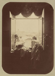 [To unge kvinder ved vinduet], ca. 1870. af Andrei Osipovich Karelin