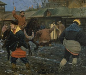 Syttende århundredes Moskva-gade på en helligdag af Andrei Petrovich Ryabushkin