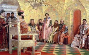 Zar Mikhail Fyodorovich (1596-1645) med Boyars Sitting in His Room, 1893