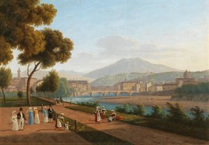 Firenze, udsigt over Ponte Vecchio, 1826.