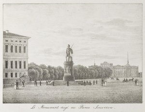 Udsigt over Mars-feltet og Suvorov-monumentet i Sankt Petersborg, 1821-1822