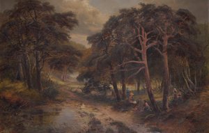 Among the Bluebells (olie på lærred) af Andrew Brandish Holte