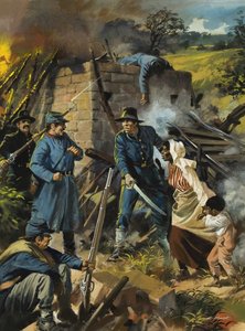 John Brown den 30. august 1856, da han opsnappede en gruppe slaveri-tilhængere (gouache på papir) af Andrew Howat