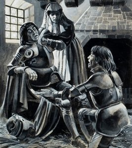 Kong Henrik VI efter slaget ved St Albans den 22. maj 1455 (gouache på papir) af Andrew Howat