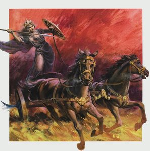 Dronning Boadicea (d.ca.60 e.Kr.) (gouache på papir) af Andrew Howat