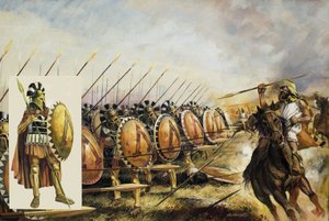 Spartansk hær (gouache på papir)