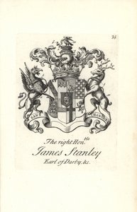 Våbenskjold og våbenskjold af den højre ærede James Stanley af Andrew Johnston