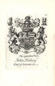 Våbenskjold og våbenskjold af den højre ærede Jocelyn Sidney, 7. jarl af Leicester af Andrew Johnston