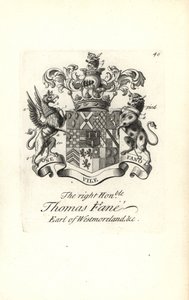 Våbenskjold og våbenskjold af højre ærede Thomas Fane, 8. jarl af Westmoreland