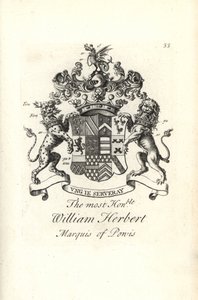 Våbenskjold og våbenskjold af den højre ærede William Herbert, 2. markis af Powis af Andrew Johnston