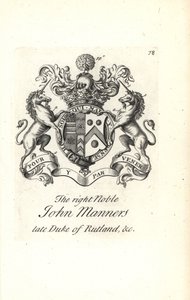 Våbenskjold og våbenskjold af den højre adelige John Manners, 2. hertug af Rutland af Andrew Johnston