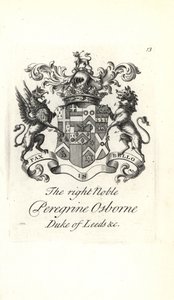 Våbenskjold og våbenskjold af den højre adelige Peregrine Osborne, 2. hertug af Leeds af Andrew Johnston