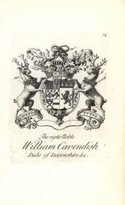 Våbenskjold og våbenskjold af den højre adelige William Cavendish, 2. hertug af Devonshire