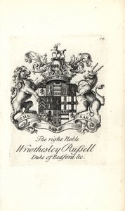 Våbenskjold og våbenskjold af den højre adelige Wriothesley Russell, 3. hertug af Bedford af Andrew Johnston