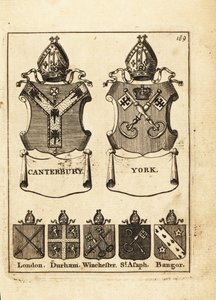 Våbenskjold fra biskopperne af Canterbury, York, London, Durham, Winchester, St af Andrew Johnston