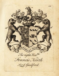 Våbenskjold fra den højre ærede Francis North, Lord Guilford, 2. Baron Guilford af Andrew Johnston