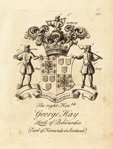 Våbenskjold fra den højre ærede George Hay, Lord of Penwardian, 8. jarl af Kinnoule i Skotland af Andrew Johnston