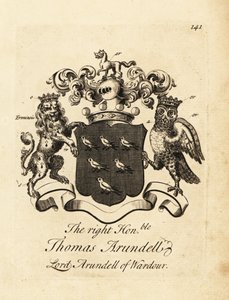 Våbenskjold af den højre ærede Thomas Arundell, Lord Arundell af Wardour, 7. Baron Arundell af Wardour af Andrew Johnston