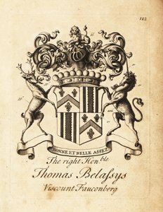 Våbenskjold for den højre ærede Thomas Belasyse, Earl Fauconberg eller Thomas Belassys, Viscount Fauconberg (1699-1774) af Andrew Johnston