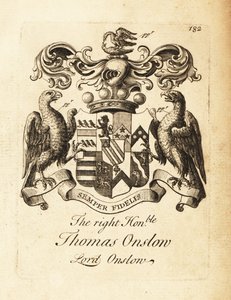 Våbenskjold af højre ærede Thomas Onslow, Lord Onslow, 2. Baron Onslow af Andrew Johnston