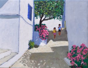 Bougainvillea,Skiathos, 2024 (olie på lærred) af Andrew Macara