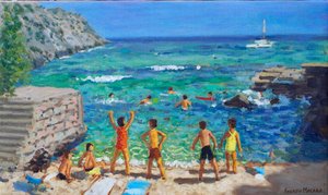 Cala Clara, Mallorca, 2023 (olie på lærred) af Andrew Macara