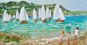 Jagter bådene, Salcombe, 2018, af Andrew Macara