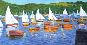 Fowey Regatta, 2025 (olie på lærred) af Andrew Macara