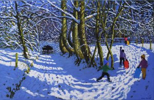 Gå slæde, Calke Abbey, 2021 (olie på lærred) af Andrew Macara