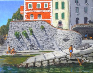 Portafino, Italien (olie på lærred) af Andrew Macara