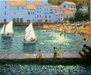 Sejlbåde, Cadaques, Costa Brava, 2013, (olie på lærred)