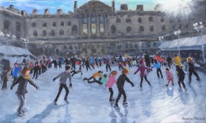 Skøjteløb, middag, Somerset House, 2013 (olie på lærred) af Andrew Macara