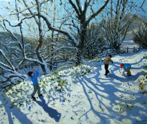 Sneboldkamp, Derbyshire (olie på lærred) af Andrew Macara