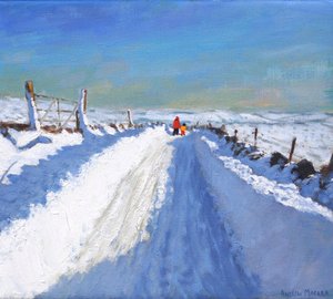 Snepløjet vej, Derbyshire Peak District, 2019, (olie på lærred) af Andrew Macara