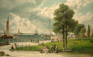 Castle Garden, New York, pub. 1887 (farvelitografi)