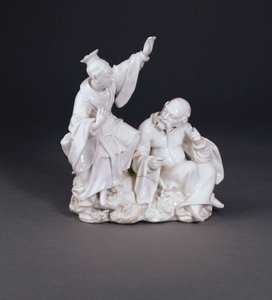 En Derby tør-kant Chinoiserie-gruppe emblematisk for at høre fra et sæt af sanser, ca. 1750-52 (Kina) af Andrew Planché