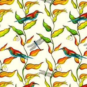Bee Eaters, 2017, akvarel og blæk af Andrew Watson