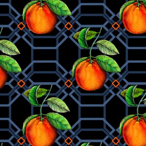 Orange geometrisk, 2018, pen og blæk, akvarel, digital)