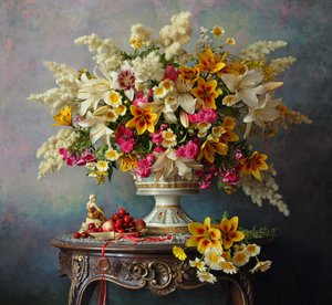 Pragtfuldt blomsterarrangement