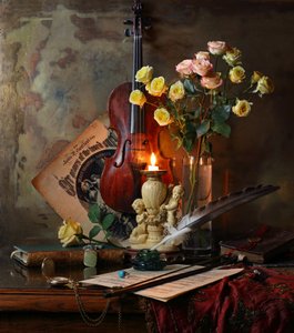 Romantisk violinstilleben af Andrey Morozov