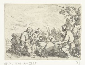 Drikke bønder ved et bord