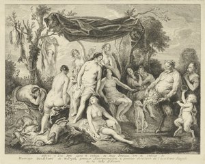 Badende Diana en Silenus af Andries Lens