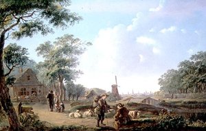 Rustikke figurer i udkanten af en hollandsk by